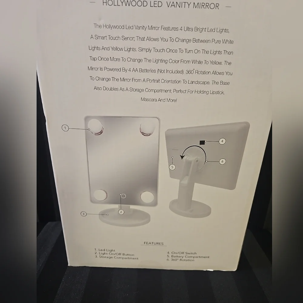 Olivia Rose Hollywood 4 LED Light Vanity Mirror 360° Rotation Smart Touch Sensor